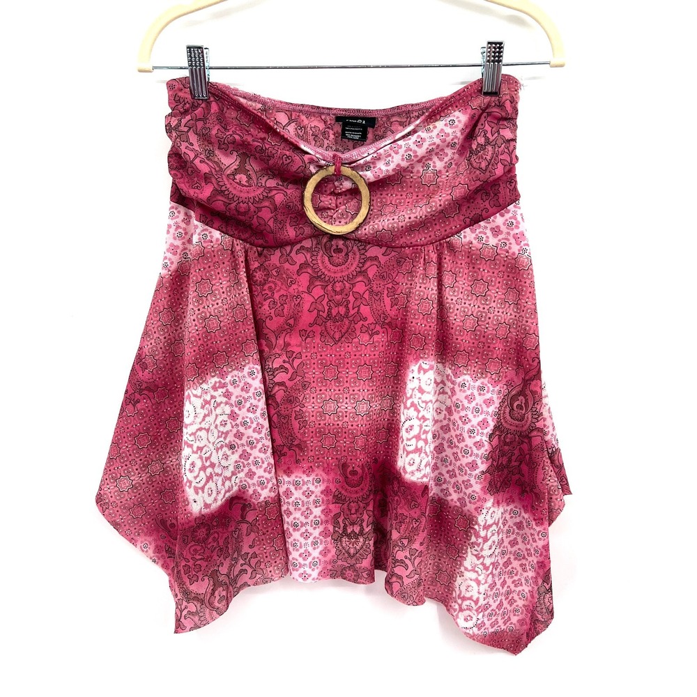 Vintage y2k Rue 21 strapless asymmetrical handkerchief top pink fairycore L